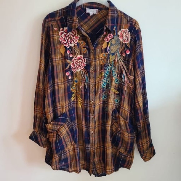 Johnny Was QUITO PAINTERS SMOCK TUNIC size L NWT - Picture 2 of 7